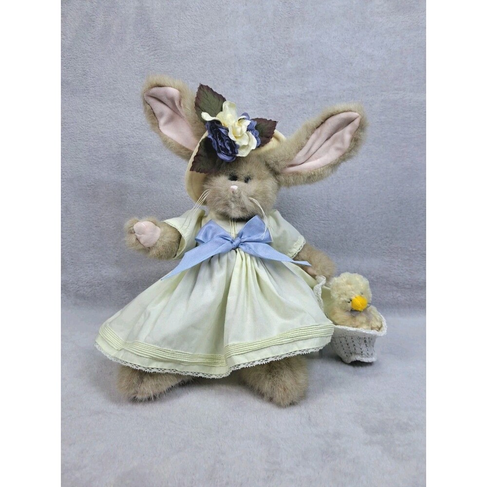 Bearington Collection Plush Tulip & Ducky Easter Bunny Duckling Basket Hat 1077